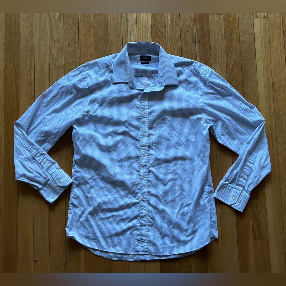 Sergio Barone Blue/White Striped Dress Shirt - Men's XL
